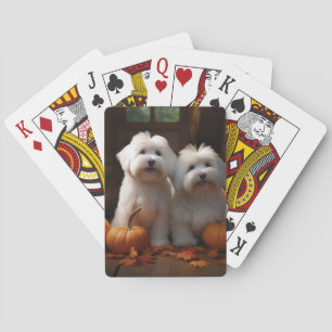Coton De Tulear Puppy Autumn Delight Pumpkin  Playing Cards