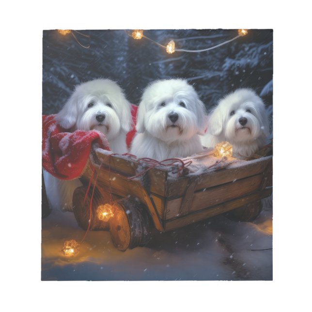 Coton De Tulear Snowy Sleigh Christmas Decor  Notepad (Front)
