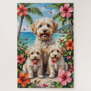Coton de Tulear Tropical Garden Art Jigsaw Puzzle