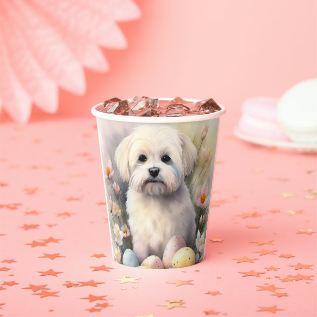 Coton De Tulear with Easter Eggs Holiday Paper Cups (Insitu)