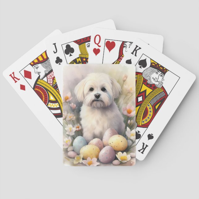 Coton De Tulear with Easter Eggs Holiday Playing Cards (Back)