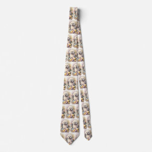 Coton De Tulear with Easter Eggs Holiday Tie
