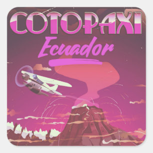 Cotopaxi ,Ecuador AIR MAIL travel poster Square Sticker