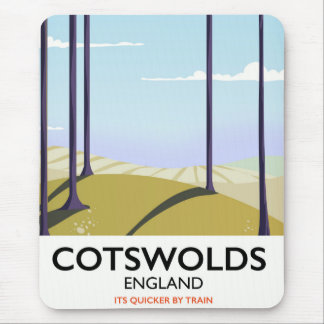 Cotswolds landscape railway travel poster mouse pad
