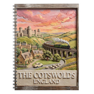 Cotswolds Steam Train Castle Countryside England Notebook