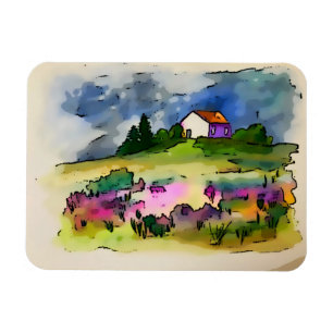 Cottage and wild flowers English countyside  Magnet
