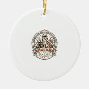 Cottage Bakery Jam Label Cat Cottage Bakery Jam La Ceramic Ornament