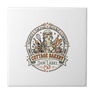 Cottage Bakery Jam Label Cat Cottage Bakery Jam La Ceramic Tile