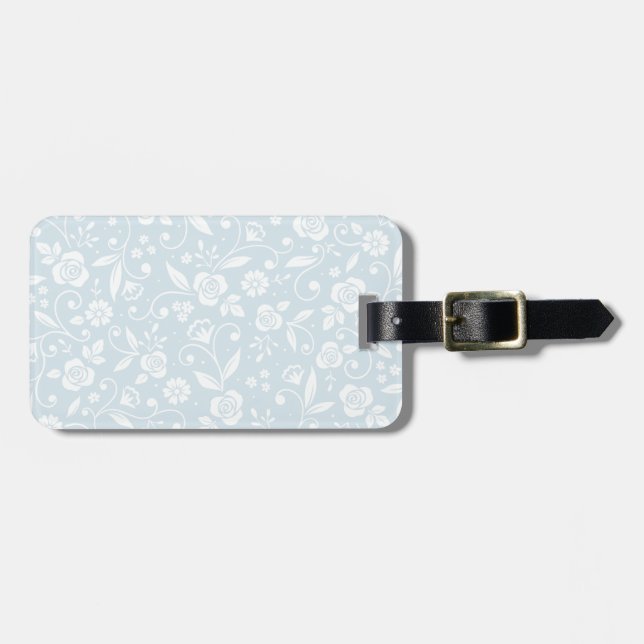 Cottage Blue & White Floral Luggage Tag (Front Horizontal)