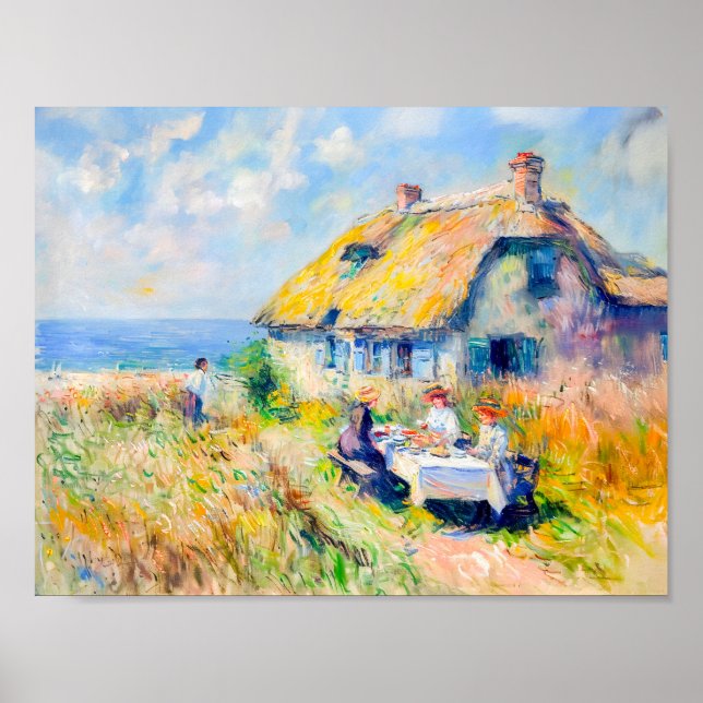 Cottage by the Sea Impressionist Artwork Poster (Front)