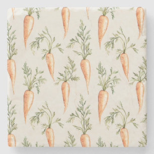 Cottage Carrots Vegetables Stone Coaster