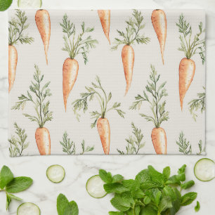 Cottage Carrots Vegetables Tea Towel