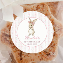 Cottage Chic Bunny Floral Birthday Sticker