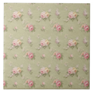 Cottage Chic Roses Ceramic Tile