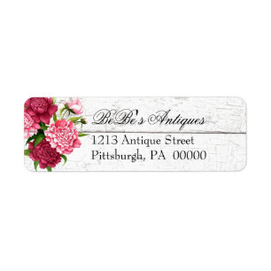 Cottage Chic Rustic Wood and Peonies Address Label Return Address Label