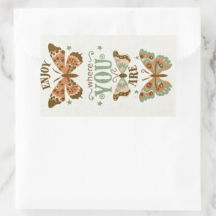 cottage-core  butterflies enjoy where you are  rectangular sticker