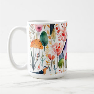 Cottage core floral countryside animals houses  coffee mug
