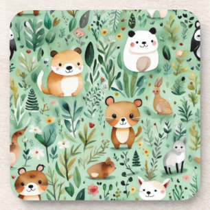 Cottage core floral countryside green decor coaster