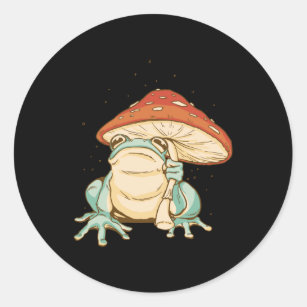 Cottage Core Frog Umbrella Classic Round Sticker