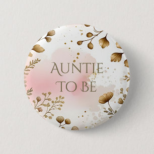 Cottage Core Mushrooms and Flowers Auntie To Be 6 Cm Round Badge