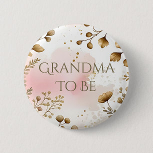 Cottage Core Mushrooms and Flowers   Grandma To Be 6 Cm Round Badge