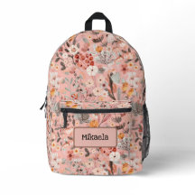 Cottage Core Pink Floral Personalised Backpack