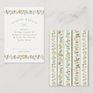 cottage core sweet florals girl diaper raffle card