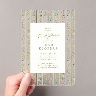 cottage core sweet flowers bridal shower rsvp acrylic invitations