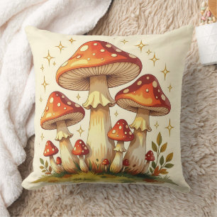 Cottage Core Vintage Mushrooms Art Cushion