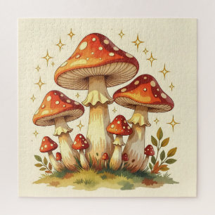 Cottage Core Vintage Mushrooms Jigsaw Puzzle