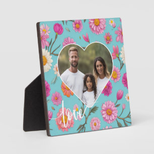 Cottage core white pink floral photo Template Plaque