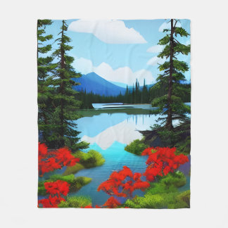 Cottage Country Lake View Fleece Blanket