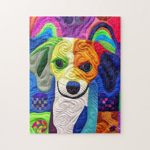 Cottage Country Quilt - Beagle Puppy Jigsaw Puzzle