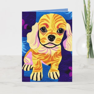 Cottage Country Quilt - Cocker Spaniel Puppy Thank You Card