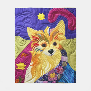 Cottage Country Quilt - Pom Puppy Fleece Blanket