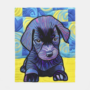 Cottage Country Quilts - Black Lab Puppy Fleece Blanket