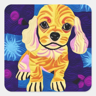 Cottage Country Quilts - Cocker Spaniel Puppy Square Sticker