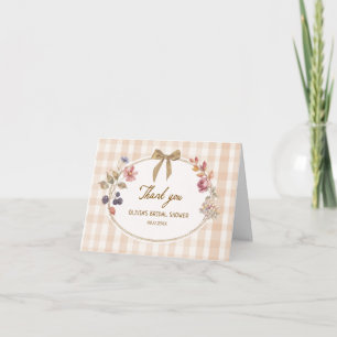Cottage Fall in Love Gingham Bridal Shower Thank You Card