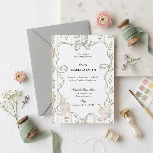 Cottage Farm Animal Baby Shower Invitation