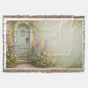 Cottage Garden Door Woven Throw Blanket