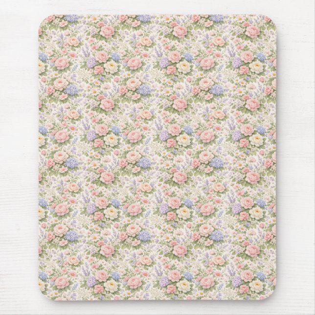 Cottage Garden Floral Pattern Mouse Pad (Front)