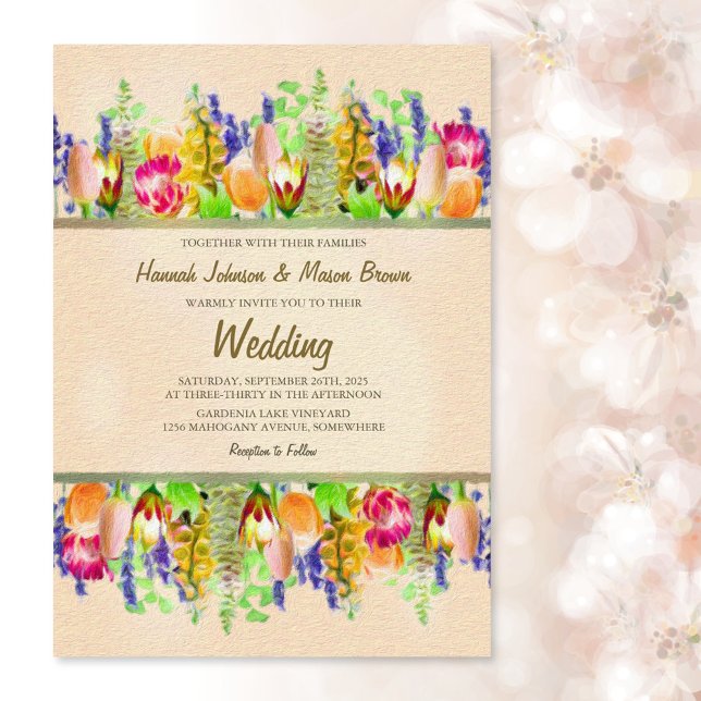 Cottage Garden Floral Wedding Invitation (Creator Uploaded)