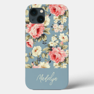 Cottage Garden Flowers Pattern Personalised iPhone 13 Case