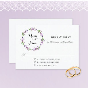 Cottage Garden Greenery Wreath Watercolor Wedding  RSVP Card