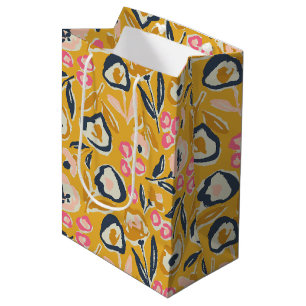 Cottage Garden Hand-Drawn Bold Inky Floral Pattern Medium Gift Bag