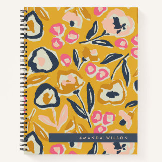 Cottage Garden Hand-Drawn Bold Inky Floral Pattern Notebook