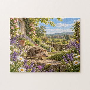 Cottage Garden Hedgehog Design Jigsaw Puzzle