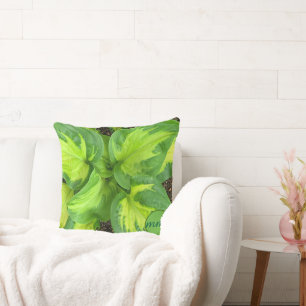 Cottage Garden Hosta Leaf Monogram Pillow