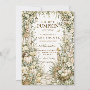 Cottage Garden Little Pumpkin Baby Shower Invitation