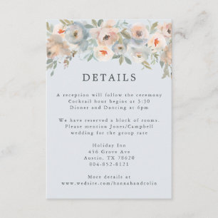 Cottage Garden Pastel Blue Peach Coral Enclosure Card